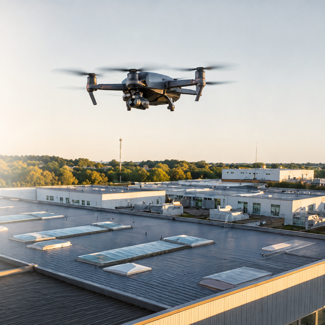 Professional survey drone in flight