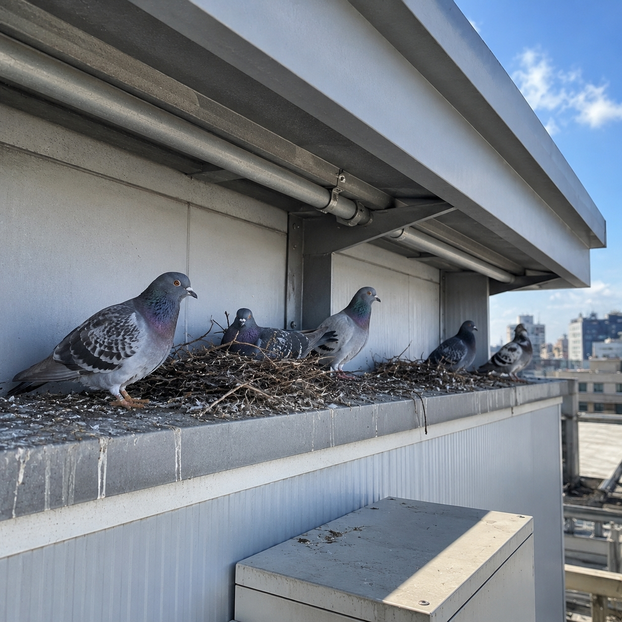 Bird proofing specialist inspecting a commercial property