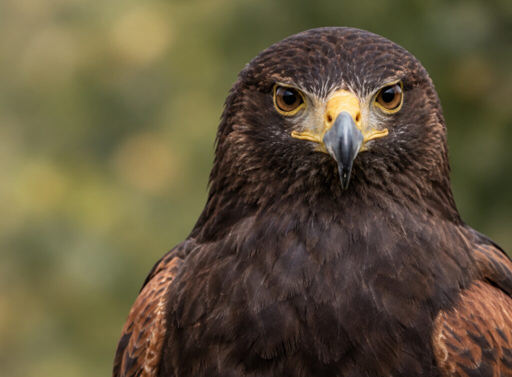 Harris Hawk ready for action to deter and control bird problems from the skies. Trained falcon professionals.